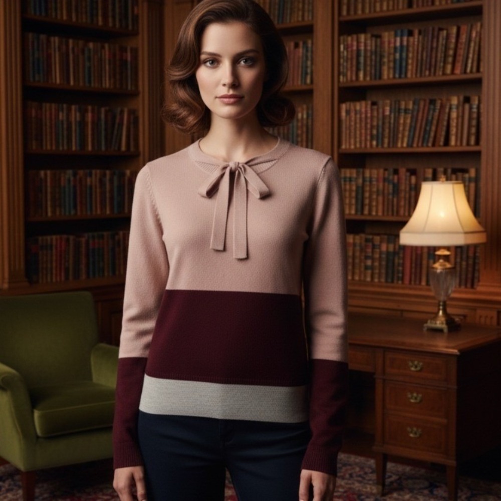 Diane Von Furstenberg Cashmere Sweater medium black pink‎ old money quiet luxury